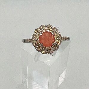 RETRO BOMB PARTY RING NATURAL FUSION SUNRISE ORANGE QUARTZ RBP2943 SIZE 8